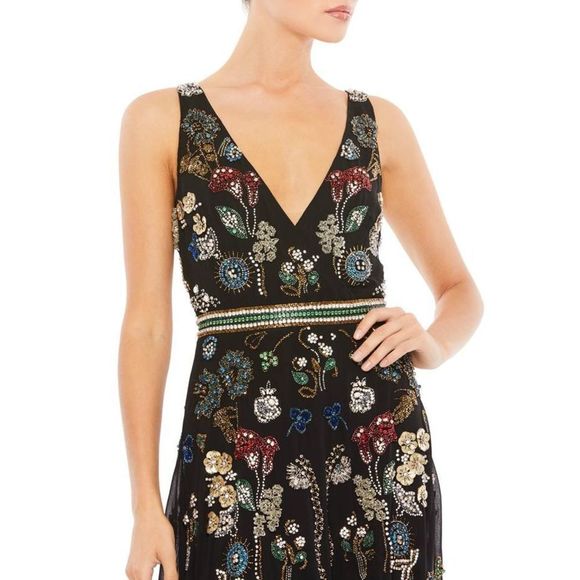 Mac Duggal Floral Beaded Tulle Gown 93548 SIZE US 6 $998 - Picture 4 of 10